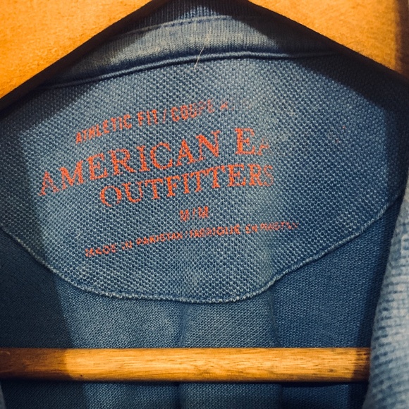 American Eagle AE Blue Polo with Red Logo Sz M - Picture 5 of 5